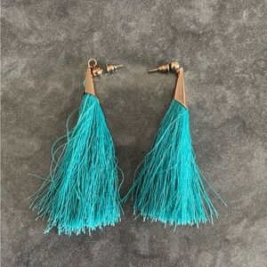 Elegant Turquoise Tassel Earrings